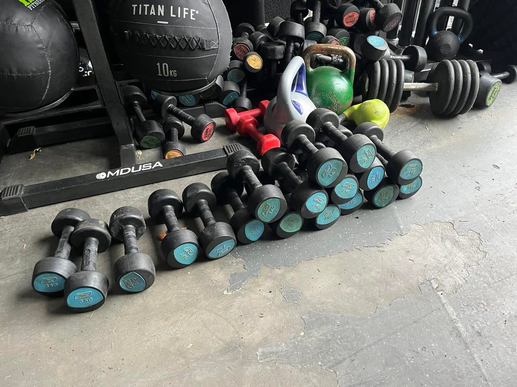 24 x 3 kg rubberen dumbbells dumbbell set gewichten, Ophalen, Dumbbell, Gebruikt, Dumbbells