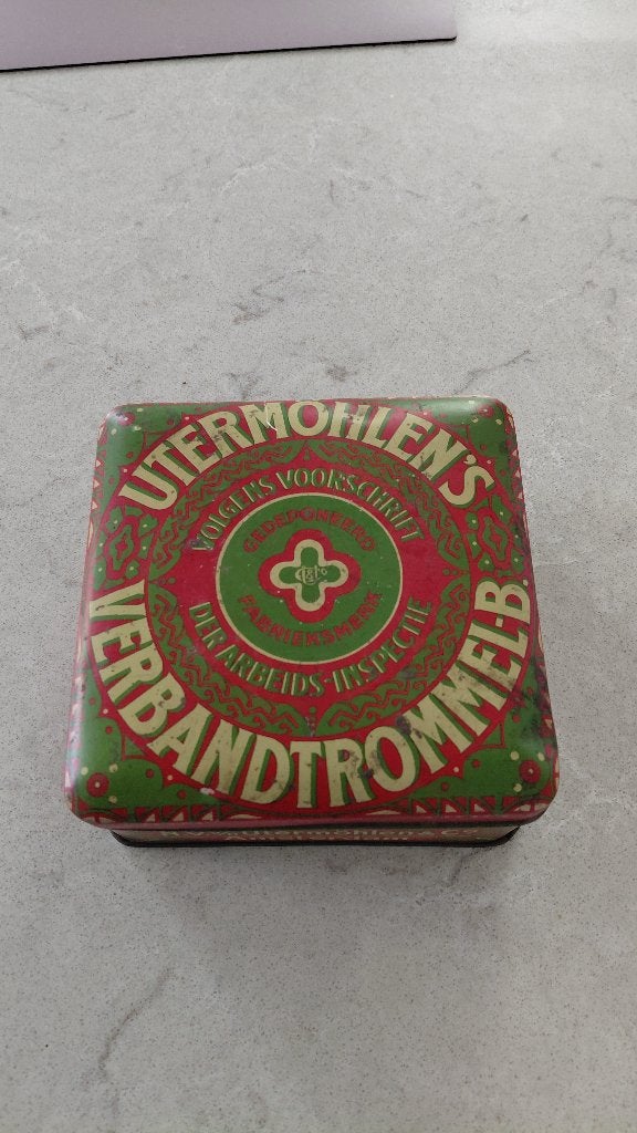 Vintage Utermöhlen’s verbandtrommel EHBO-blik, Verzamelen, Ophalen of Verzenden, Gebruikt, Overige, Overige merken