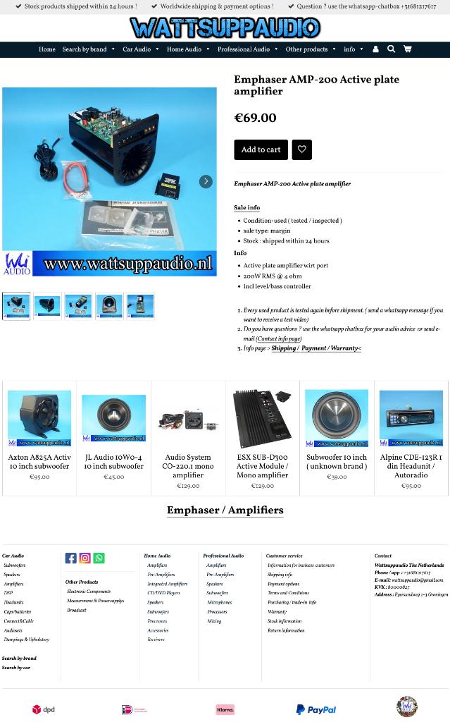 Emphaser AMP-200 Activ Plate amp / Inbouw versterker, Gebruikt, ., Ophalen of Verzenden, .