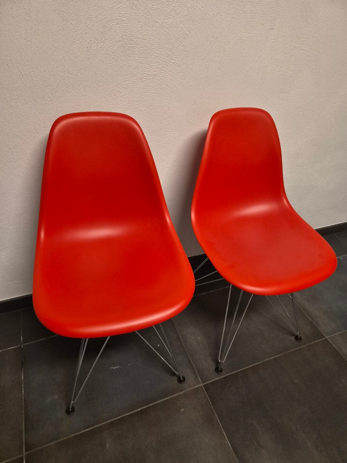 Set van 2 Vitra Eames DSW stoelen - Rood, Huis en Inrichting, Ophalen, Twee, Mid-century modern, Design, Eames, Rood
