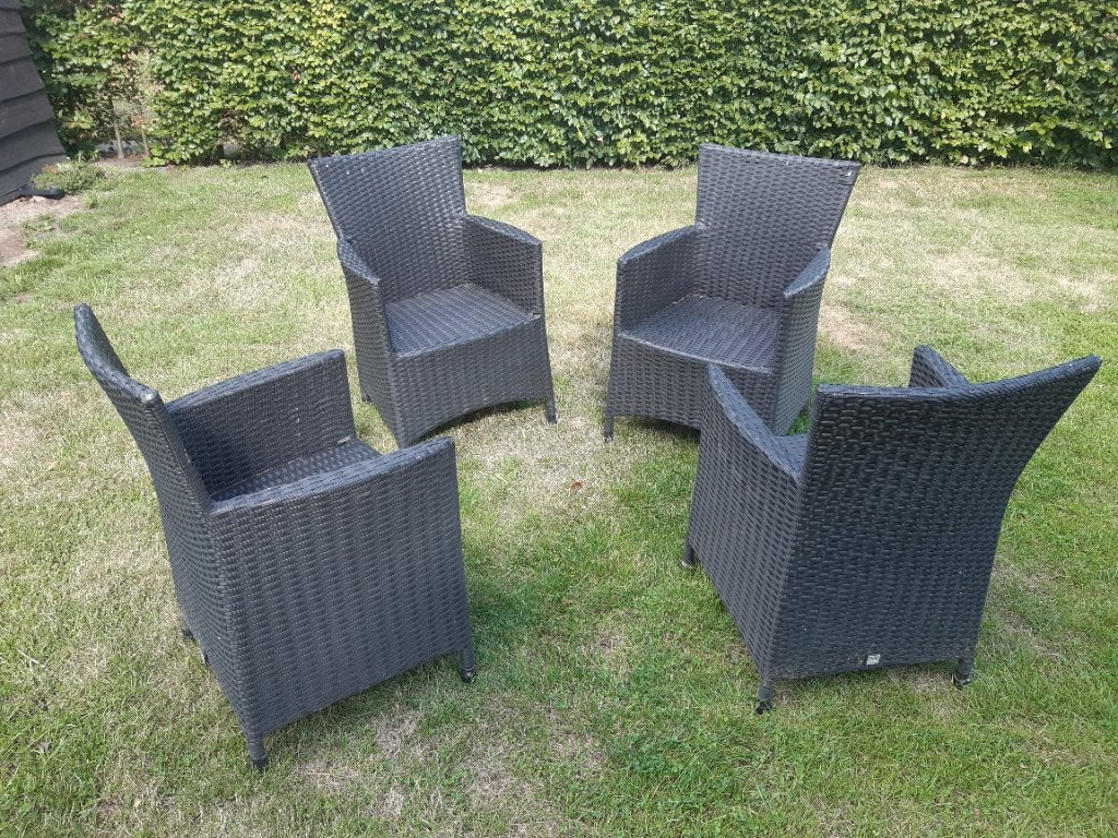 4 Wicker tuin stoelen, Ophalen, 4 zitplaatsen, Gebruikt, Wicker