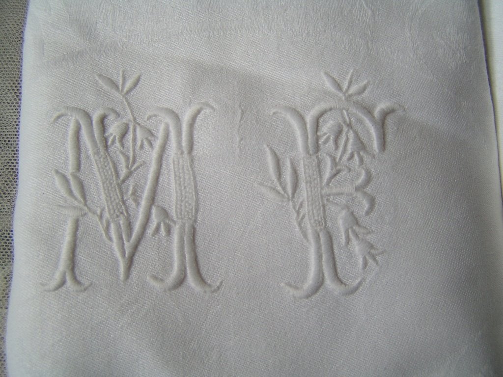 2 antieke theedoeken/servetten met monogram nr AA 1127, Verzenden