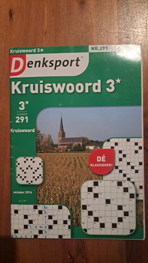 Denksport Kruiswoord 3* Nummer 291, Hobby en Vrije tijd, Denksport en Puzzels, Ophalen of Verzenden