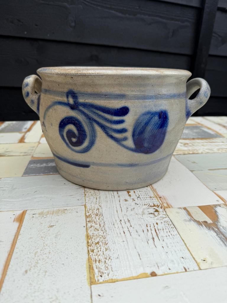 Antieke Adewerk pot met blauwe decoratie, Ophalen of Verzenden