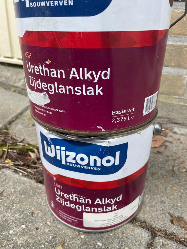 Wijzonol Urethan Alkyd Zijdeglanslak RAL 9001 1x 2,5 Liter, Wit, Ophalen of Verzenden, Zo goed als nieuw, Lak