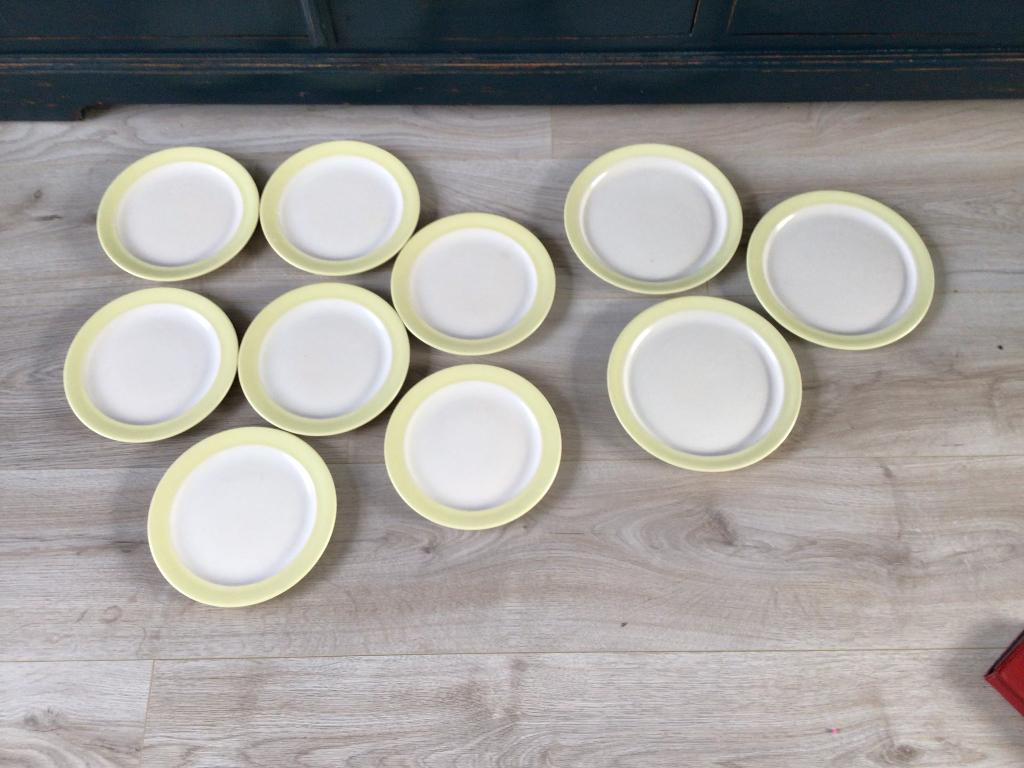 Huizen Holland Potterie borden pastel geel, Antiek en Kunst, Ophalen