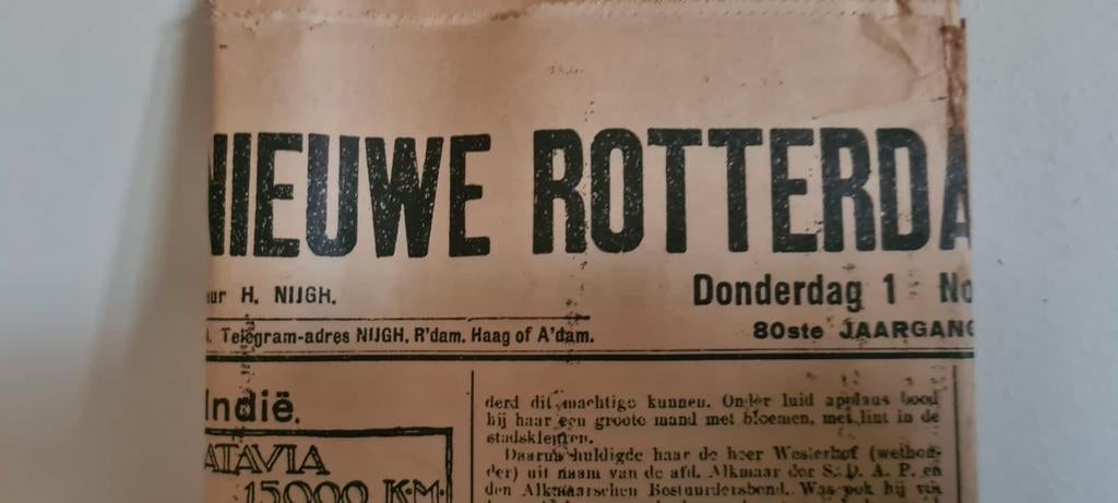 1-11-1923 Originele ongelezen/ongeopende Rotterdamse krant, Ophalen of Verzenden, 1920 tot 1940, Nederland, Krant