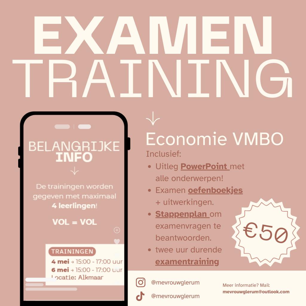 Examentraining economie VMBO!, Vacatures, 33 - 40 uur, Vanaf 10 jaar, Overige vormen
