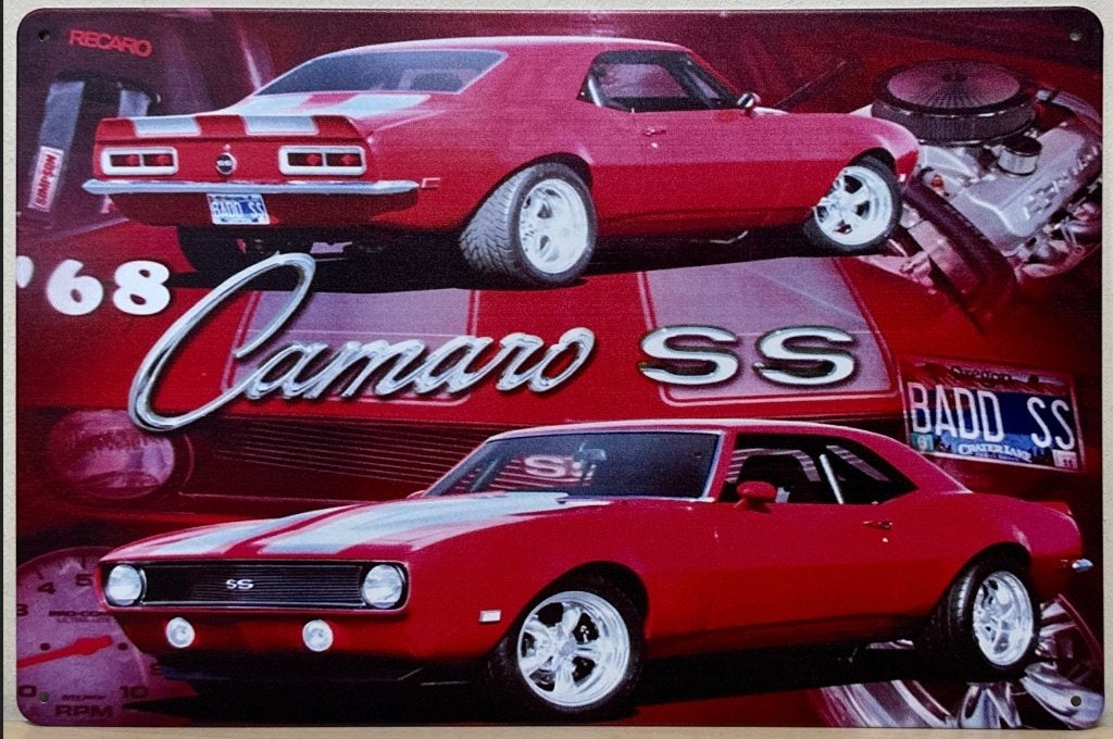 Chevrolet Camaro SS 1968 reclamebord van metaal wandbord, Ophalen of Verzenden, Nieuw, Auto's