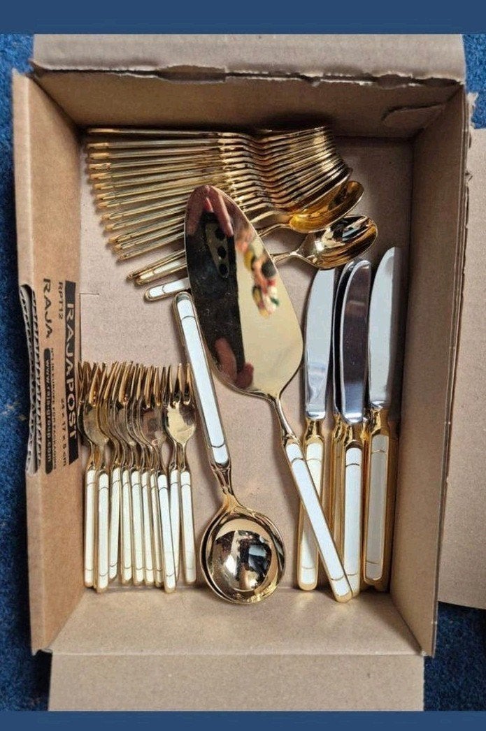 Goud kleurig bestekset HANSEAT, Antiek en Kunst, Ophalen of Verzenden