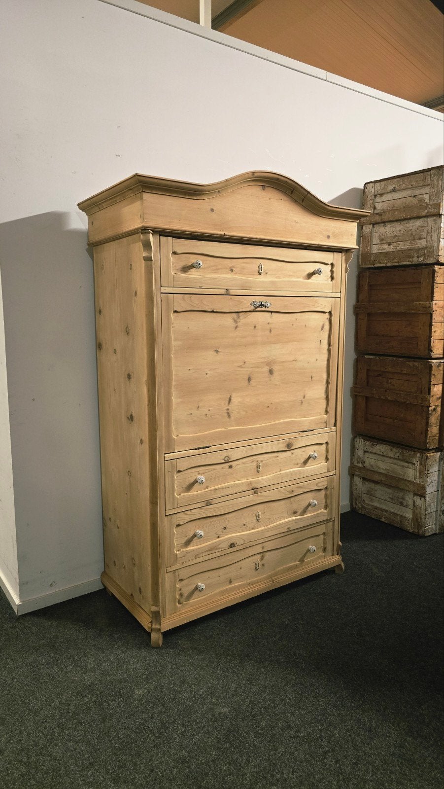 Antieke Grenen Houten Secretaire uit voorraad leverbaar!, Huis en Inrichting, Kasten | Secretaires, Ophalen of Verzenden, Zo goed als nieuw