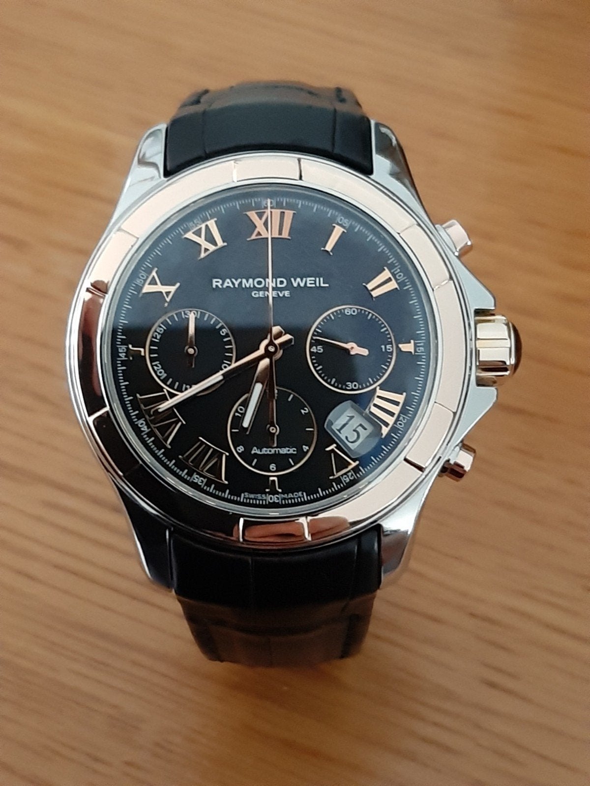 Raymond Weil Parsifal automaat 18k Goud, Overige merken, Leer, Ophalen of Verzenden, Zo goed als nieuw
