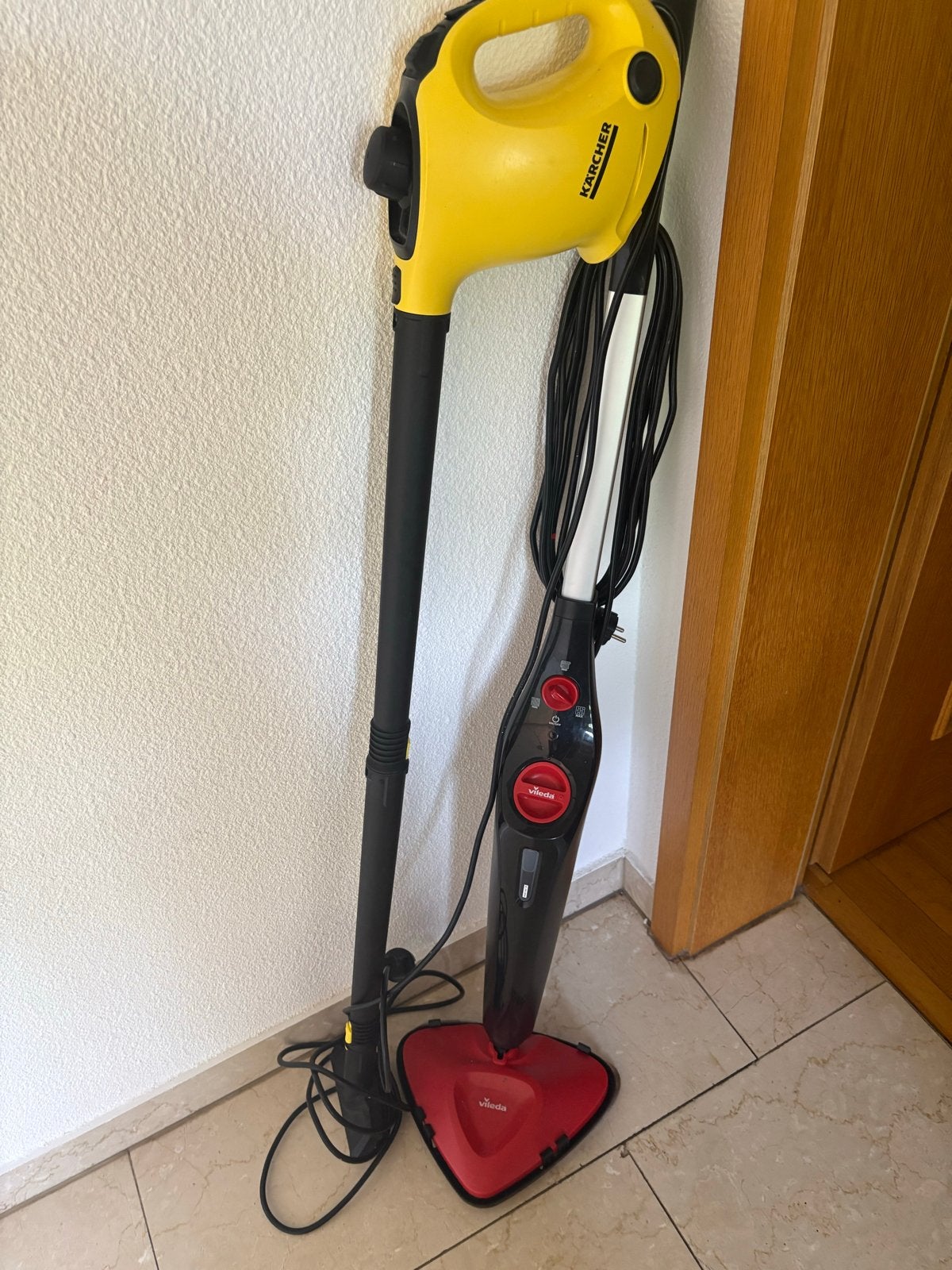 Kärcher Stoomreiniger en Vileda Stoommop, Witgoed en Apparatuur, Stofzuigers, Gebruikt, Stoomreiniger, Kärcher, Geschikt voor harde vloeren