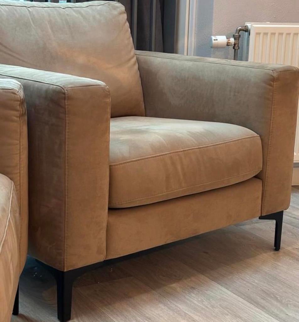 Pronto fauteuil Rango Suède Desert beige - 2 stuks, Ophalen, Kunststof, 75 tot 100 cm, Zo goed als nieuw