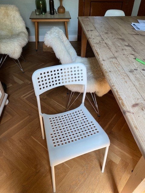 14 witte Ikea Adde stoelen, Ophalen, Gebruikt, Wit, Metaal