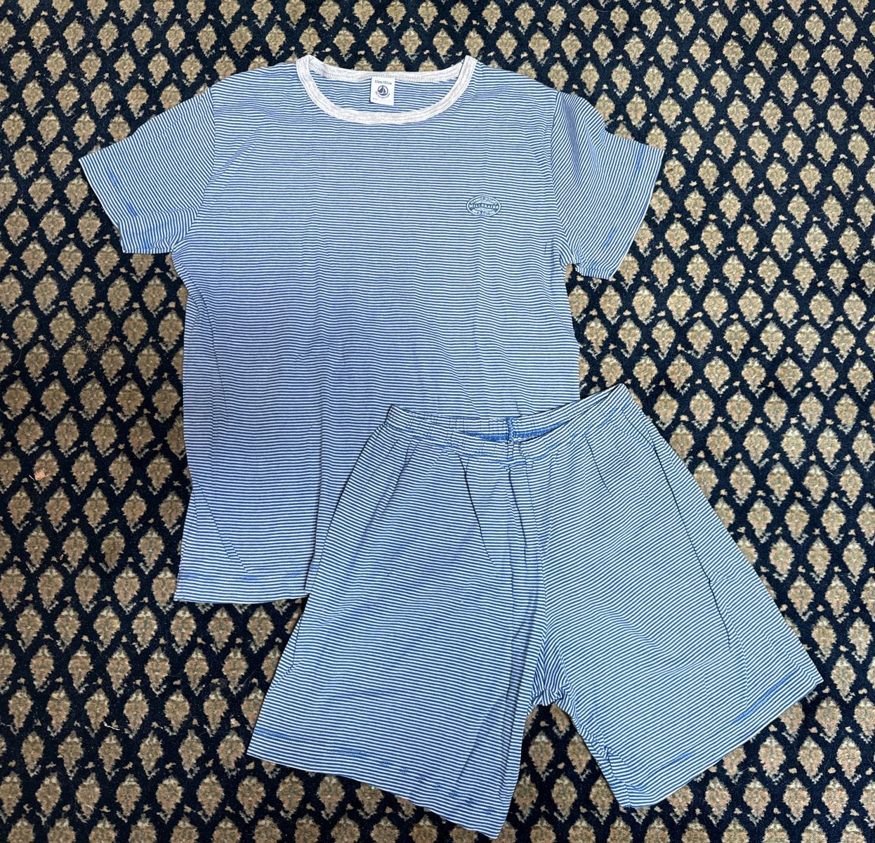 Petit Bateau pyjama blauw gestreept 12 jaar (maat 152), Kinderen en Baby's, Kinderkleding | Maat 152, Ophalen of Verzenden, Gebruikt