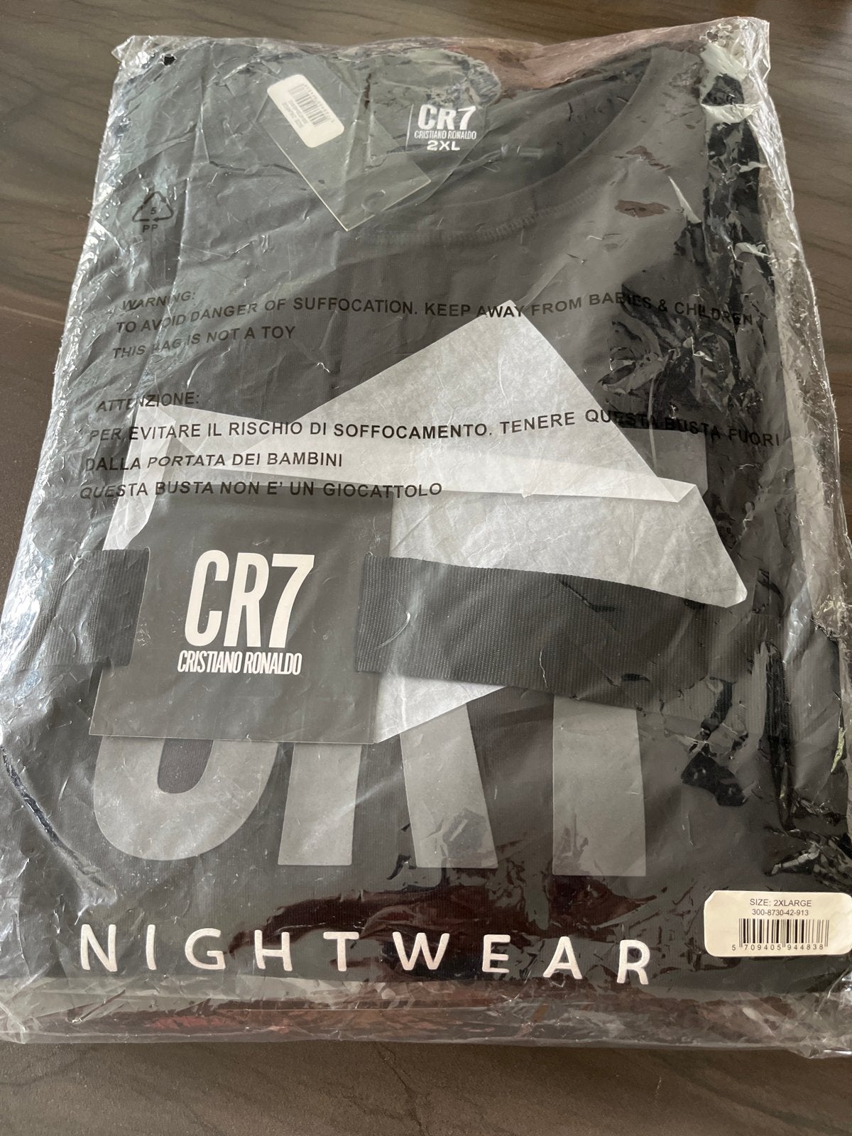 CR7 Herenpyjama 2XL - Grijs CR7 opdruk, Verzenden, Nieuw, Overige maten