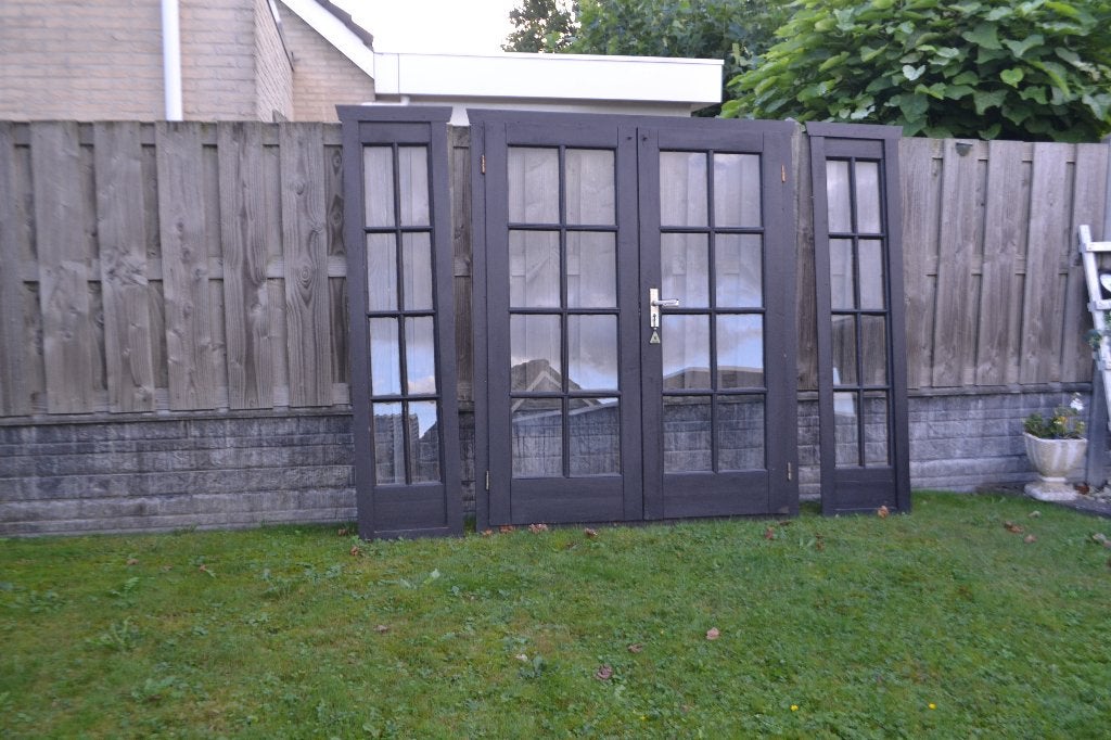 Kozijn en deuren voor tuinhuis, Gebruikt, Deurkozijn, 150 tot 225 cm, Hout