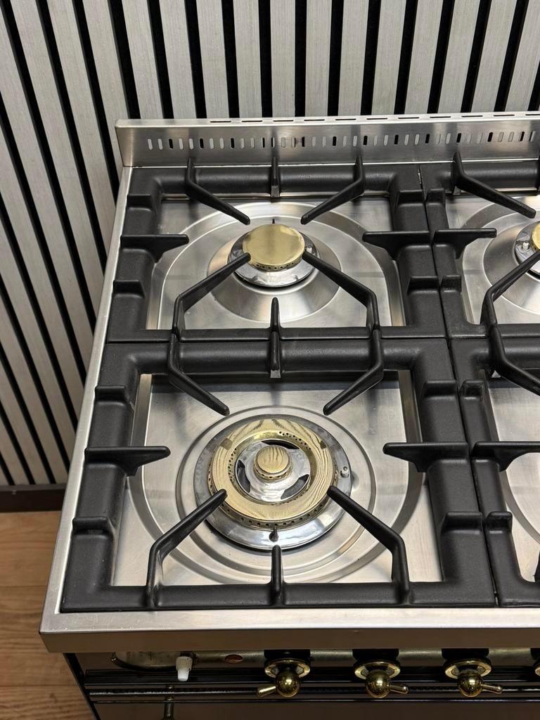 Luxe Boretti Fornuis antraciet/messing met 6 zones 100 cm, Fornello Esperta, Ophalen of Verzenden, Zo goed als nieuw, Energieklasse A of zuiniger