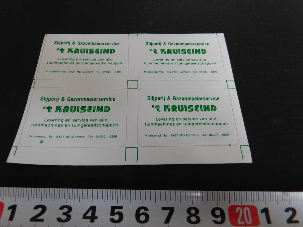 sticker set gemert 'T KRUISEIND slijperij gazonmaaierservice, Ophalen, Zo goed als nieuw