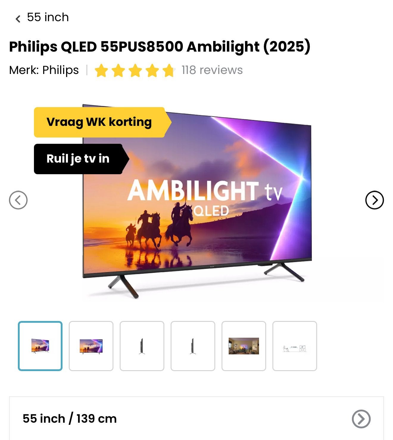 Nieuw in doos Philips Ambilight TV 55 inch 4K QLED Smart TV, Ophalen, Philips, QLED, 50 Hz