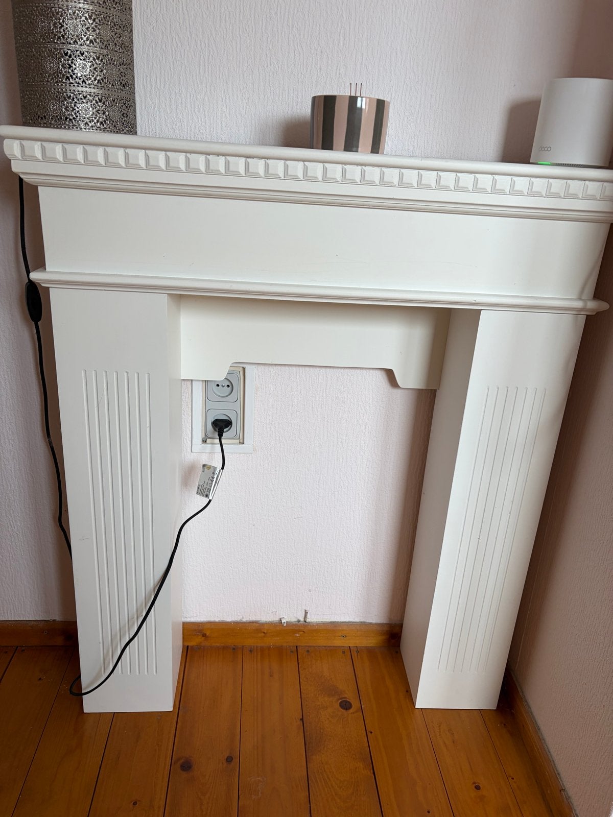 Decoratieve schouwombouw - Wit, klassiek design, Ophalen of Verzenden, Gebruikt, Vrijstaande haard, Overige soorten