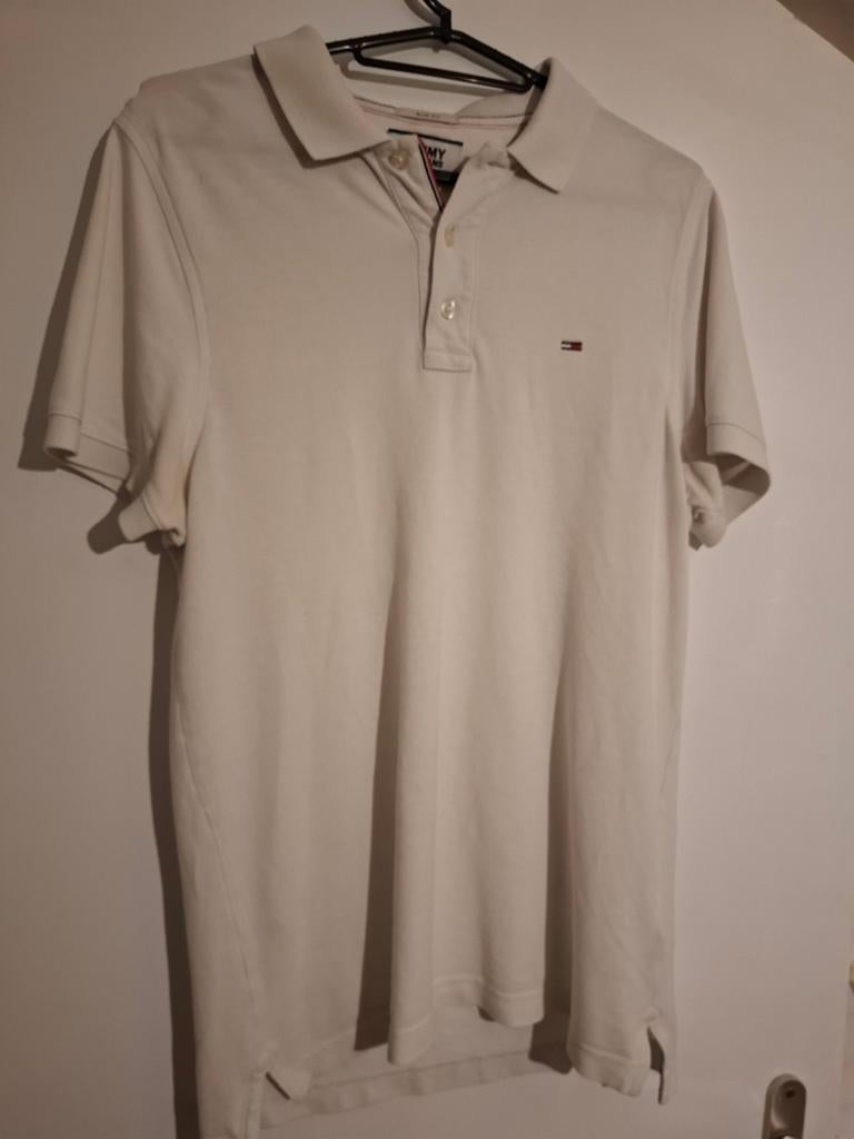 Tommy Jeans Slim Fit Polo Shirt Maat S, Wit, Ophalen of Verzenden, Zo goed als nieuw, Tommy Jeans