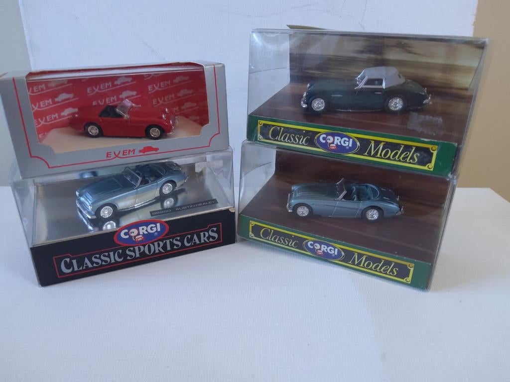 Vier modelauto's Austin Healey, Hobby en Vrije tijd, Modelauto's | 1:43, Ophalen of Verzenden, Auto, Corgi