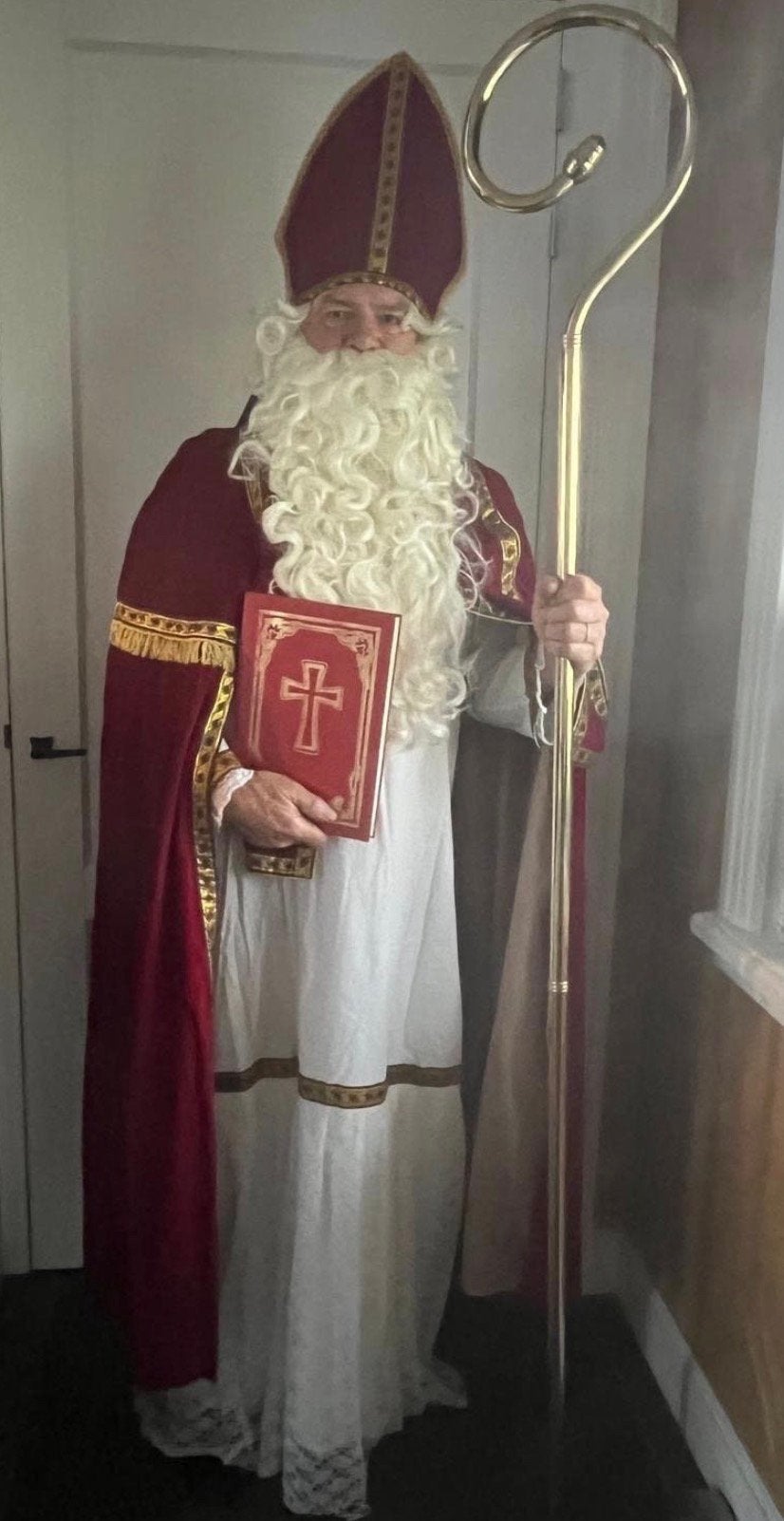 Hoogwaardig fluwelen Sinterklaaskostuum  & 2 Pietenpakken, Ophalen of Verzenden, Zo goed als nieuw