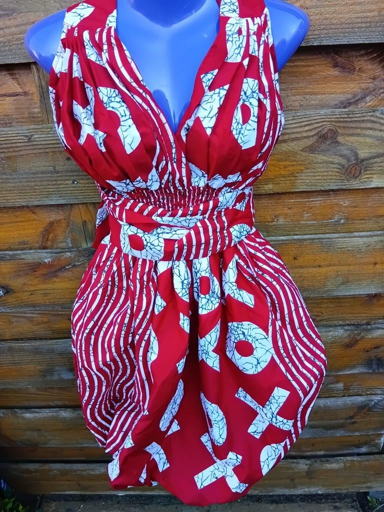 Tulp jurk Ghana batik katoen nieuwe collectie 2 zakken, Ophalen of Verzenden, Nieuw, Knielengte