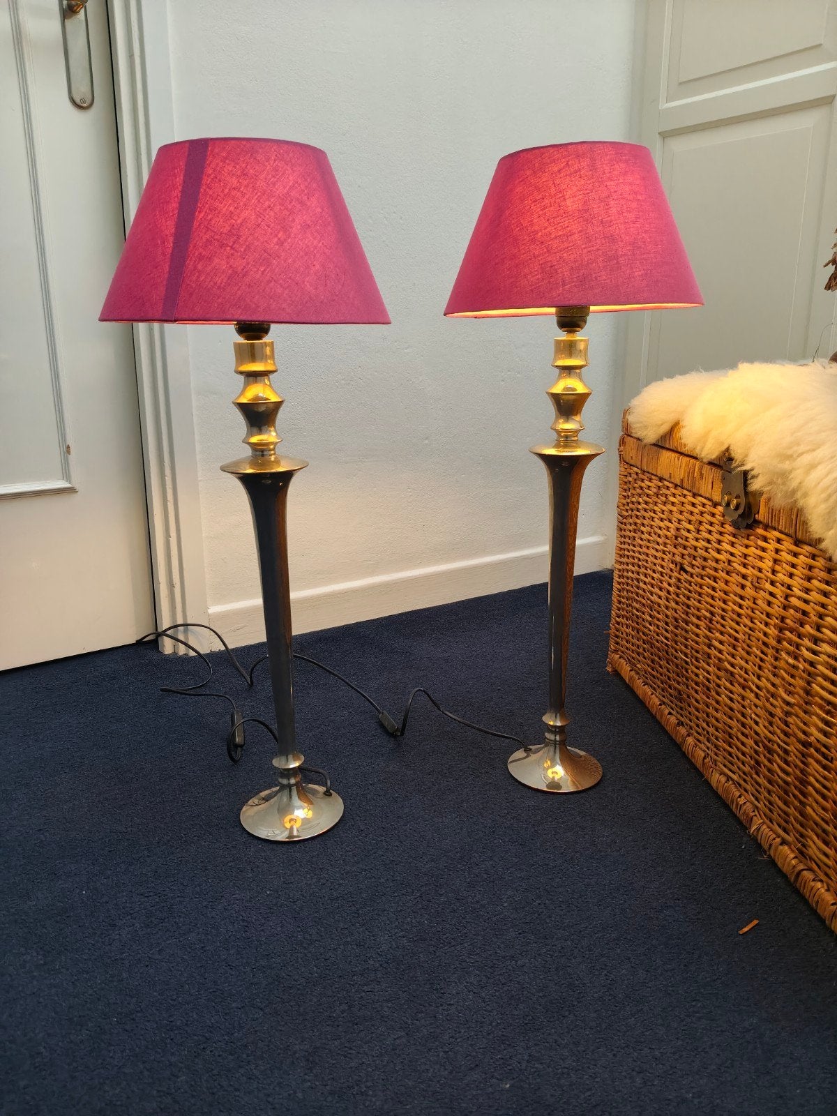 Vintage tafellampen, Huis en Inrichting, Lampen | Tafellampen, Ophalen, Gebruikt, Metaal