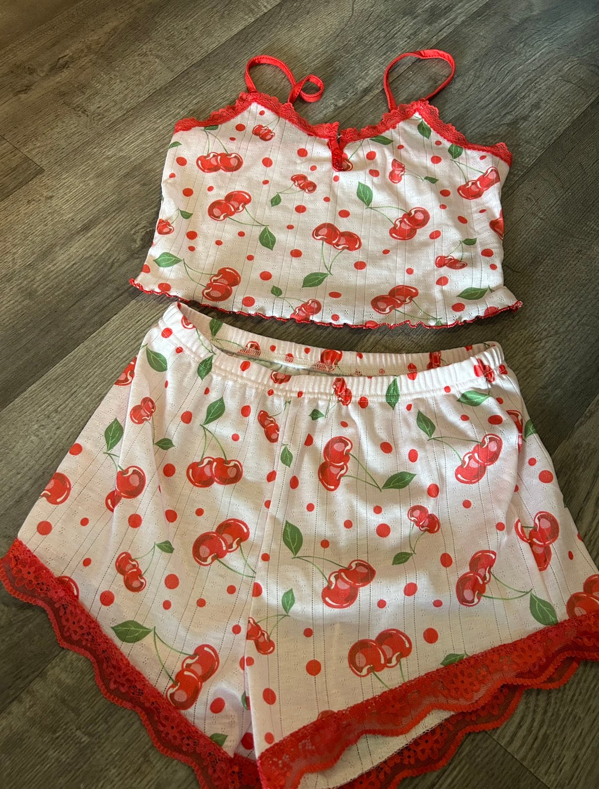 Kersen pyjama set, maat M, Ophalen of Verzenden, Nieuw, Maat 38/40 (M)