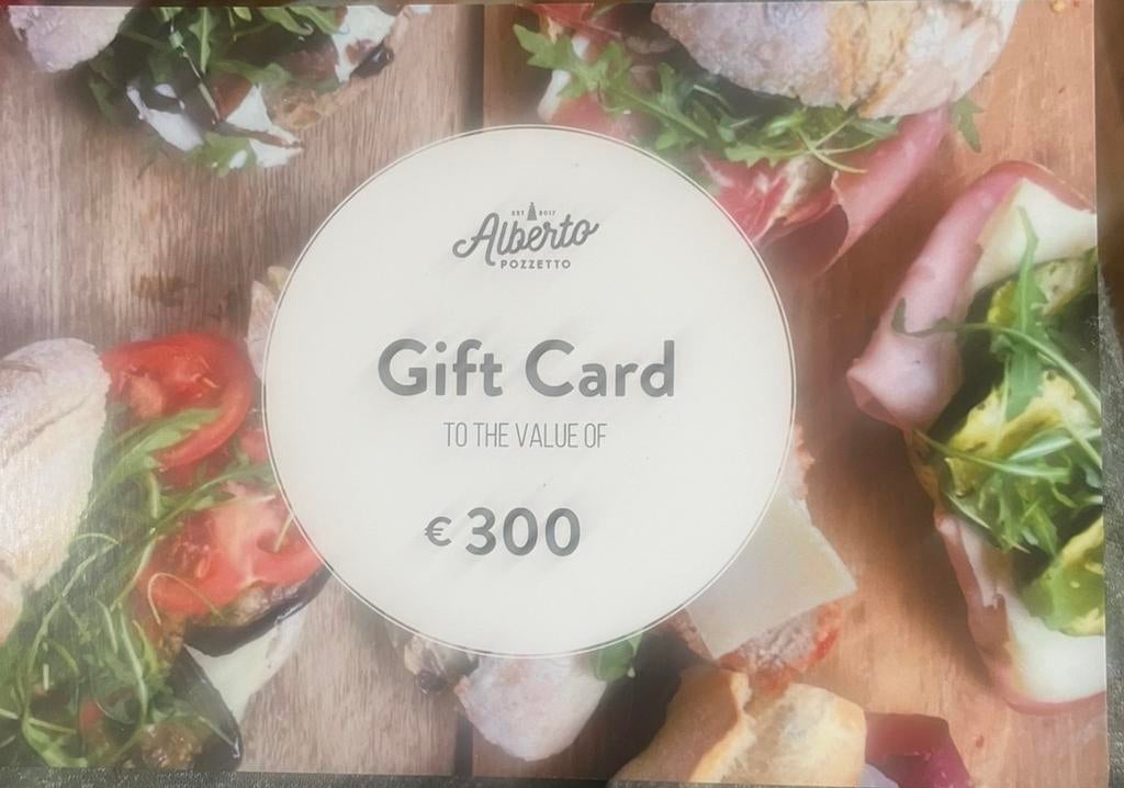 Alberto Pozzetto gift card twv 300€, Drie personen of meer, Cadeaubon, Overige typen