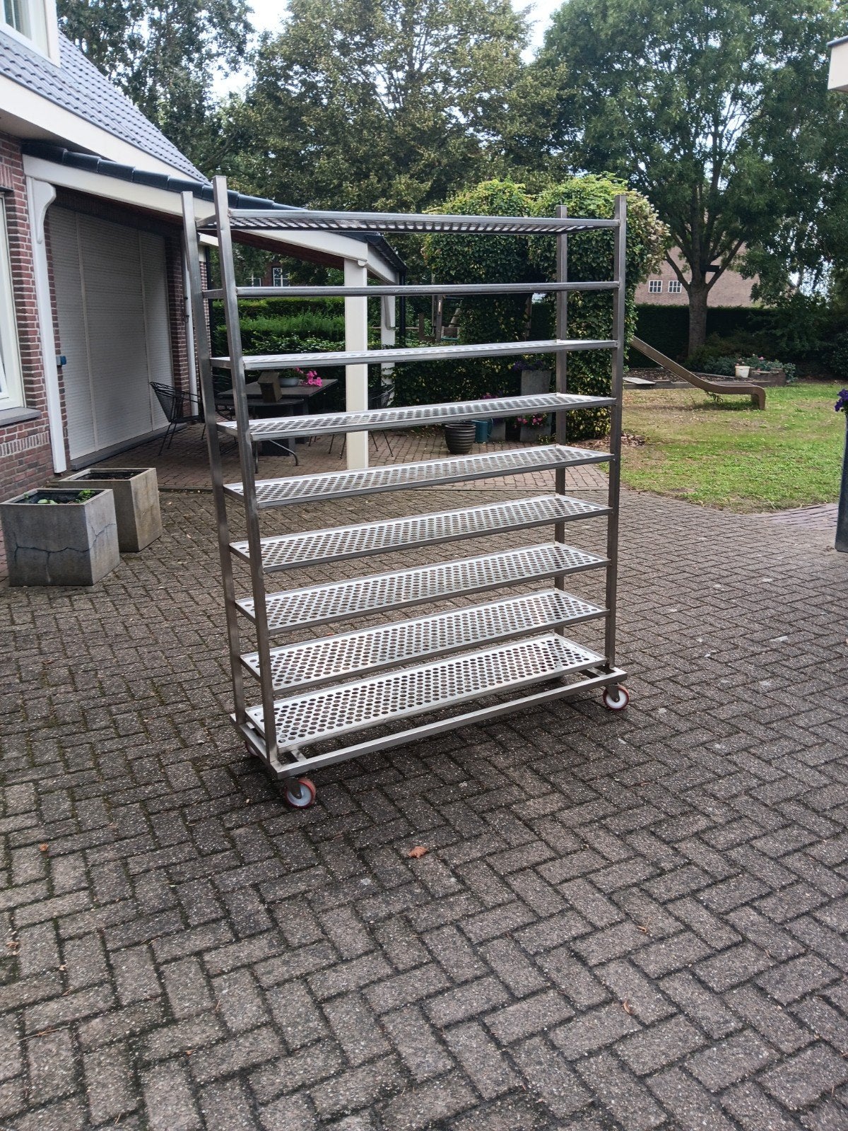 rvs rek op zwenkwielen (als nieuw), Ophalen, Nieuw, Overige typen, Minder dan 2 meter