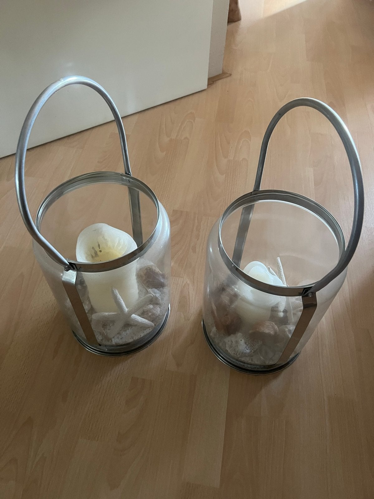 Set van 2 sfeervolle windlichten met maritieme decoratie, Ophalen, Windlicht, Gebruikt, Metaal