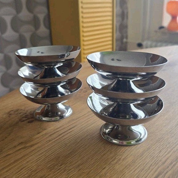 Vintage Franse Ijscoupes RVS (Inox Made in France), Overige materialen, Overige merken, Vintage, Ophalen of Verzenden