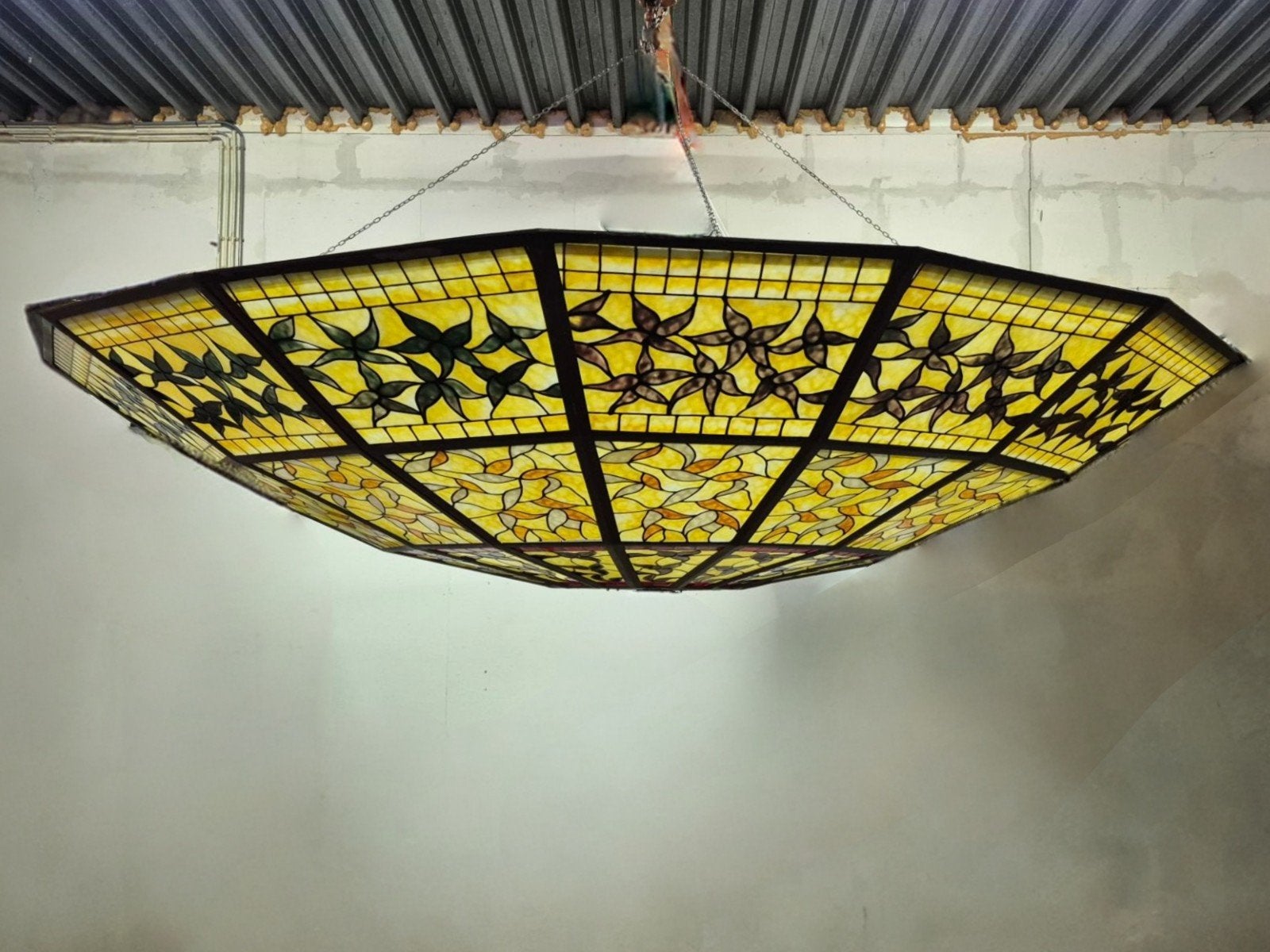 XXl Tiffany stijl kroonluchter art deco art nouveau, Ophalen, Kroonluchter, Gebruikt, Inclusief lichtbron