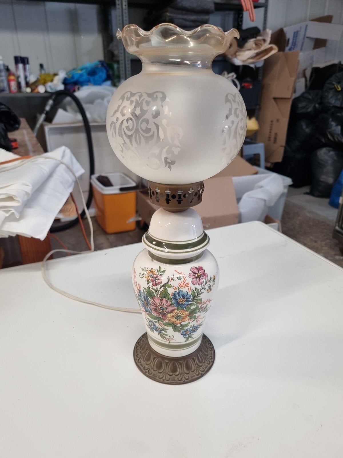 Vintage Elektrische Orkaan-/Olielamp, Antiek en Kunst, Ophalen of Verzenden