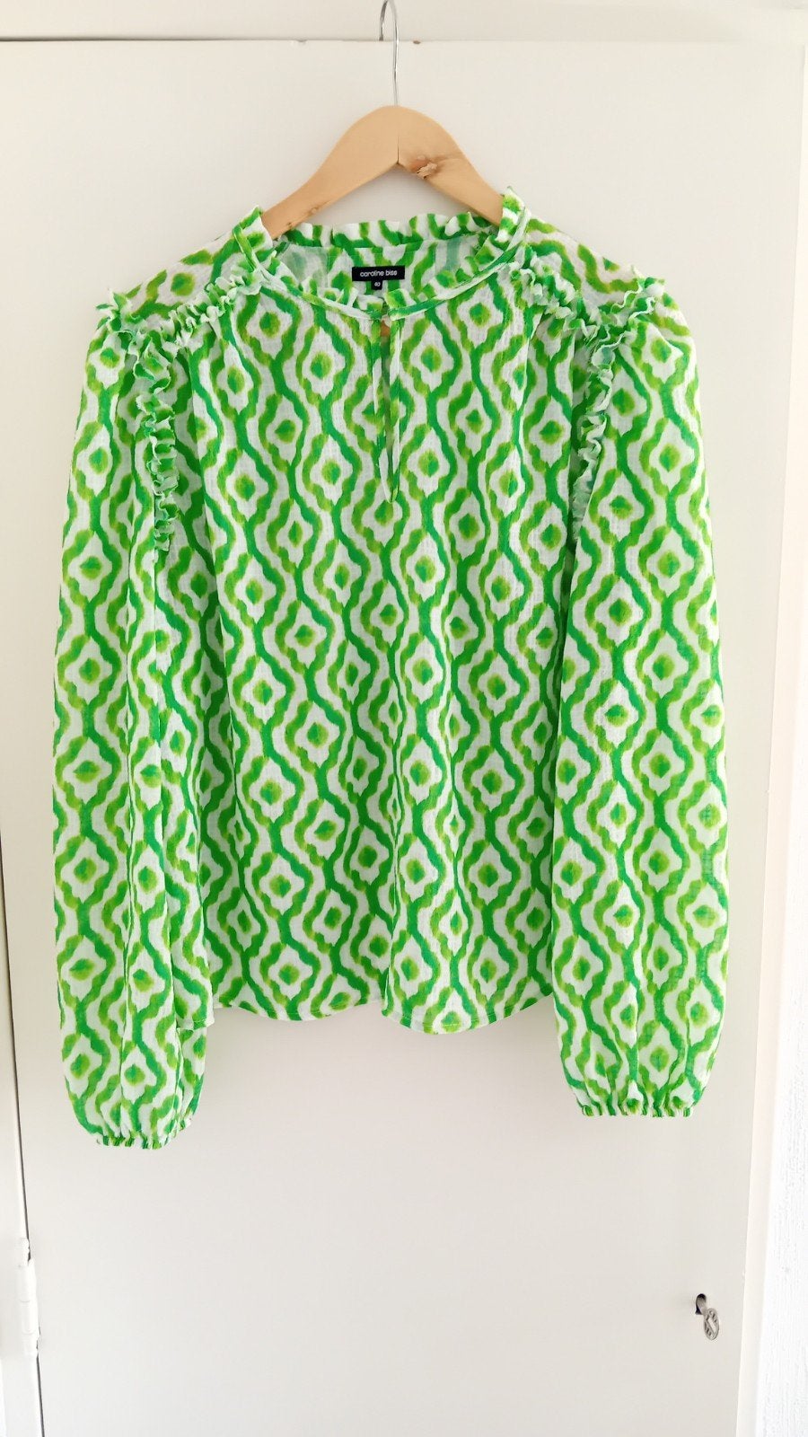 Caroline Biss blouse print groen offwhite 40, Kleding | Dames, Maat 38/40 (M), Ophalen of Verzenden, Zo goed als nieuw, Caroline Biss