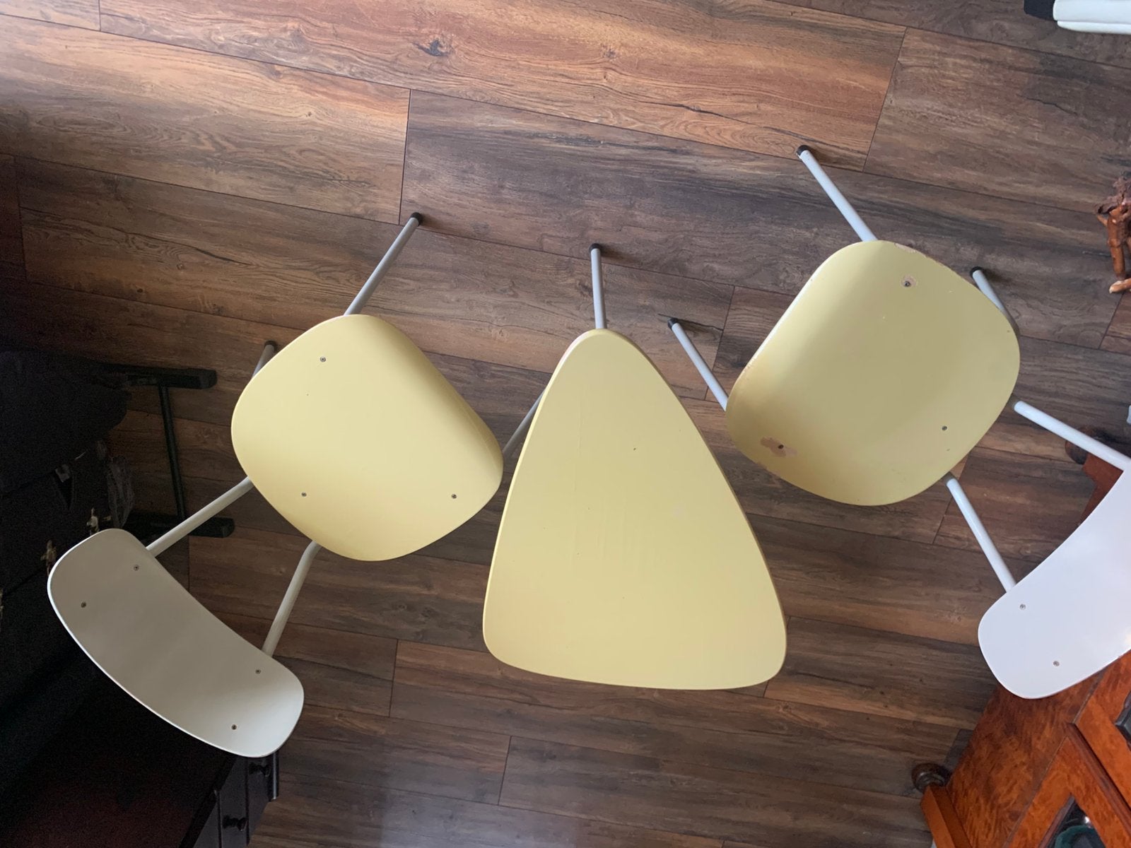 Vintage set lage tafel met 2 stoelen jaren 60, Ophalen, Gebruikt