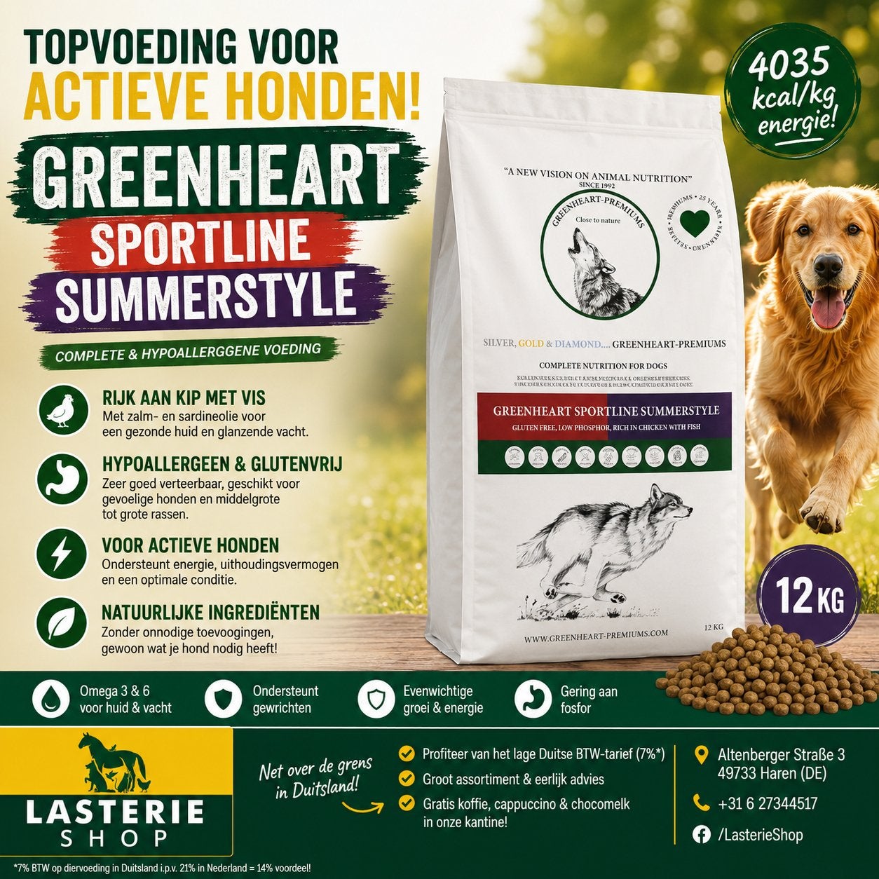 ️ GREENHEART SPORTLINE SUMMERSTYLE 12 KG! ️, Dieren en Toebehoren, Dierenvoeding, Ophalen of Verzenden, Hond