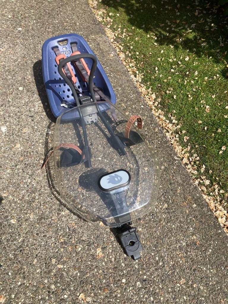 Yepp Fietsstoeltje met Windscherm - Blauw, Voorzitje, Ophalen of Verzenden, 0 t/m 13 kg, Gebruikt