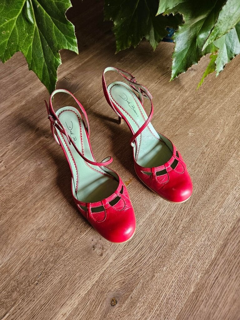 rode retro zomerschoentjes Dick Boons, Ophalen, Schoenen met lage hakken, Zo goed als nieuw, Dick Boons