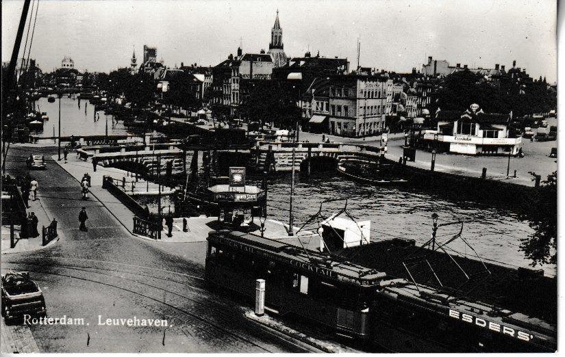 ROTERDAM - TRAM bij de LEUVENHAVEN, Ophalen of Verzenden, 1940 tot 1960, Ongelopen, Zuid-Holland