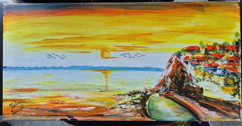 Portuguese schilderij, Acrylverf, Kunststof, Handgeschilderd, Landschap