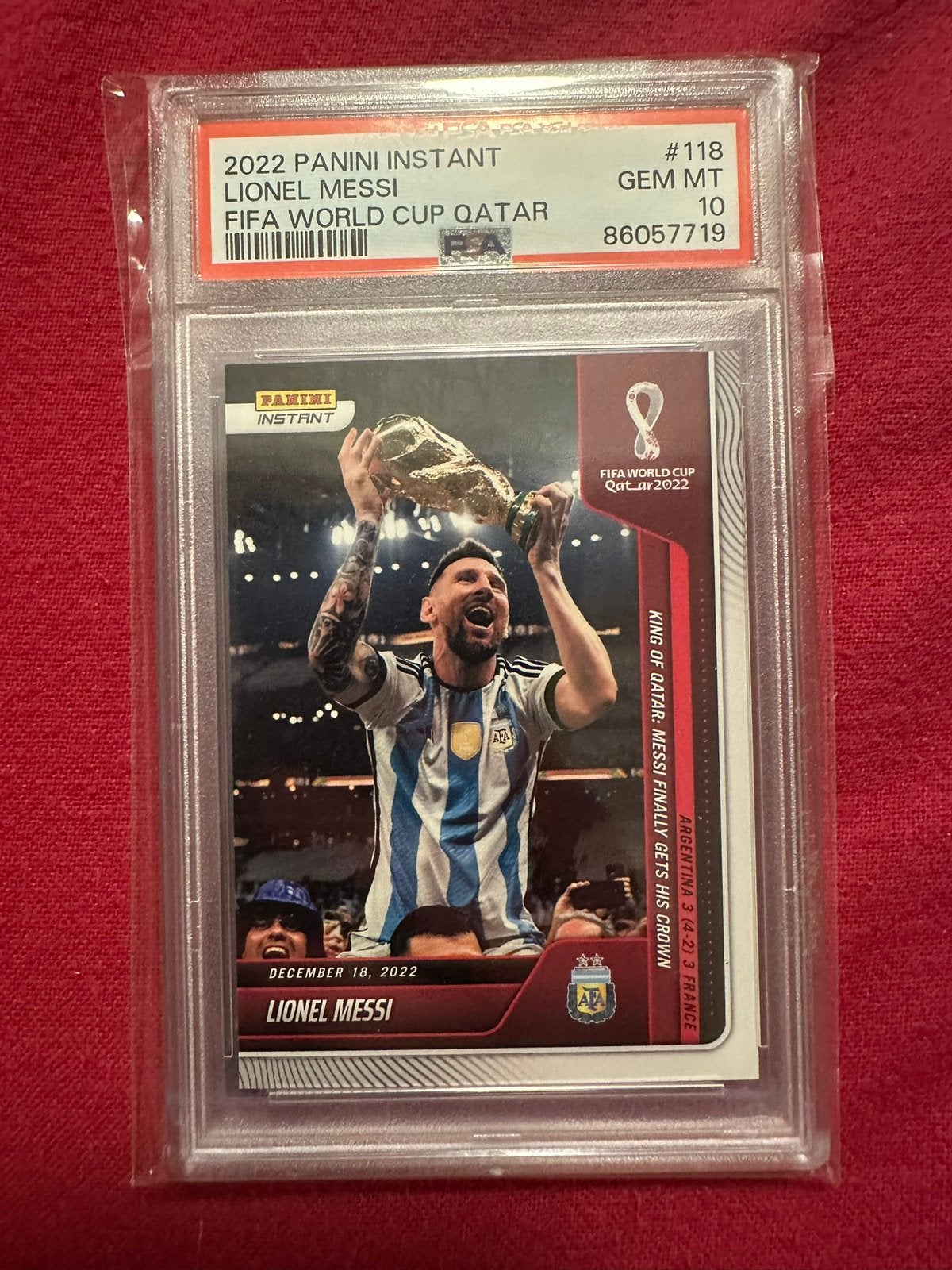 Lionel Messi 118 Panini Instant PSA 10, Ophalen of Verzenden, Zo goed als nieuw, Plaatje