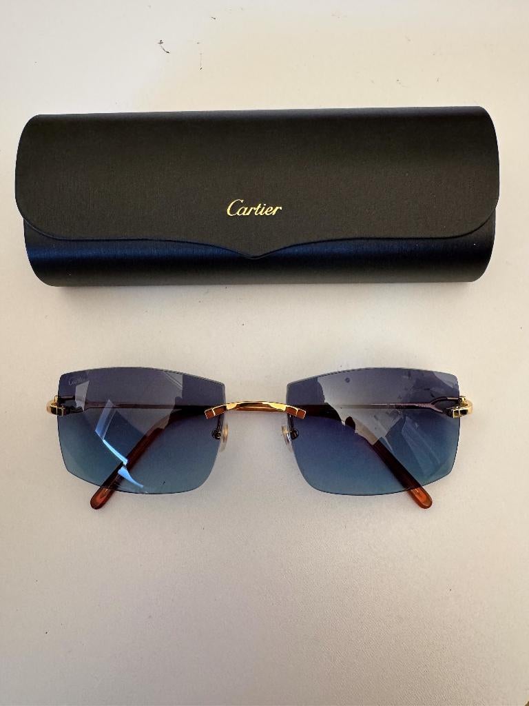 CARTIER ZONNEBRIL, Overige merken, Zonnebril, Blauw, Ophalen of Verzenden