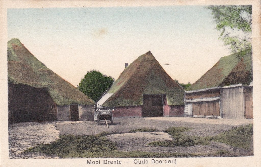 Oude boerderij in Drenthe - Antieke prentbriefkaart, Ophalen of Verzenden, Voor 1920, Ongelopen, Drenthe