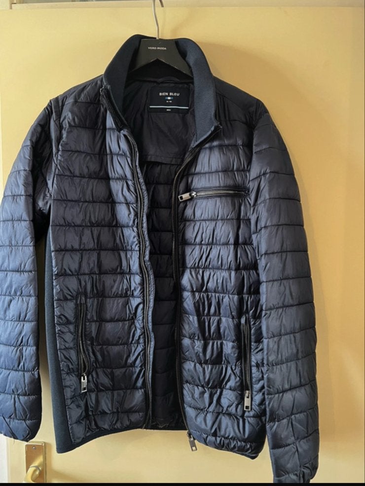 Bien Bleu gewatteerde jas - Maat S donkerblauw, Verzenden, Zo goed als nieuw, Maat 46 (S) of kleiner, Blauw