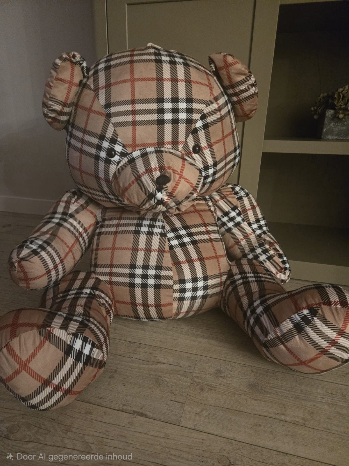 Grote geruite teddybeer - Burberry stijl, Ophalen, Beer, Zo goed als nieuw, Middelgroot (20 tot 80 cm)